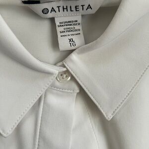 Athleta White Collared Button-Up Blouse